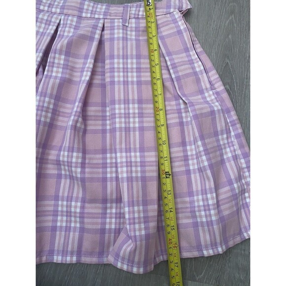 Coquette Y2k Style Sexy Schoolgirl Plaid Skater Skirt Pink Purple Pleat Sz 6 - Picture 9 of 9